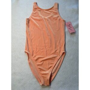 Jenni Rose Girls Peach Velvet Leotard Sleeveless Dance Gymnastics 14-16